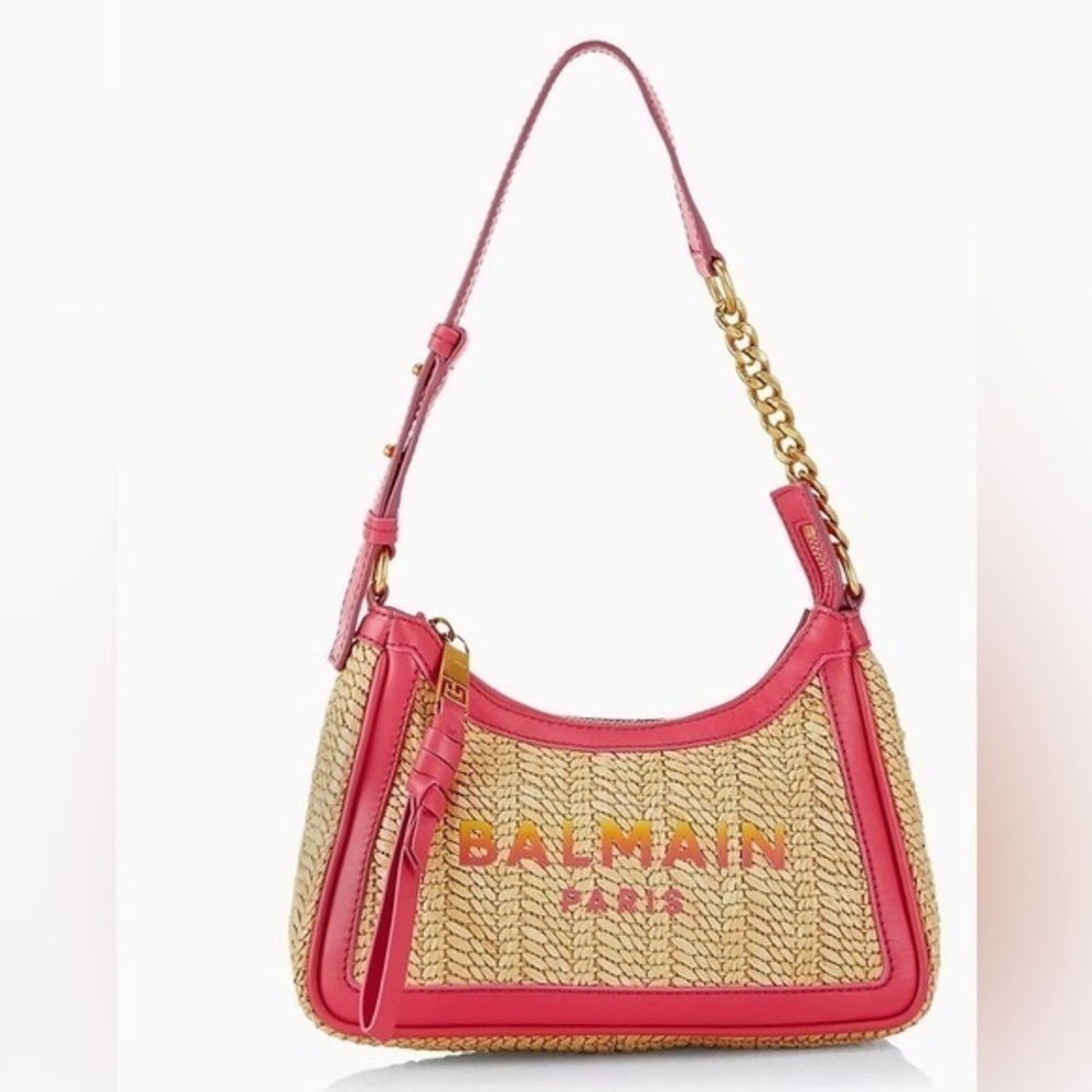 Balmain B-Army Raffia Shoulder Bag